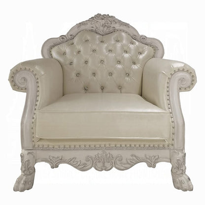 ACME Furniture - Dresden Chair w/2 Pillows - Synthetic Leather & Bone White - LV01690 view 2