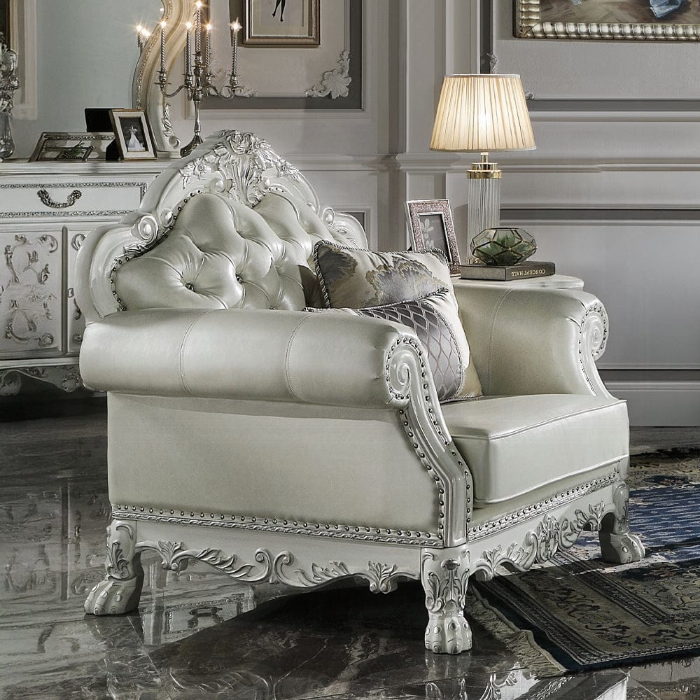 ACME Furniture - Dresden Chair w/2 Pillows - Synthetic Leather & Bone White - LV01690 view 5