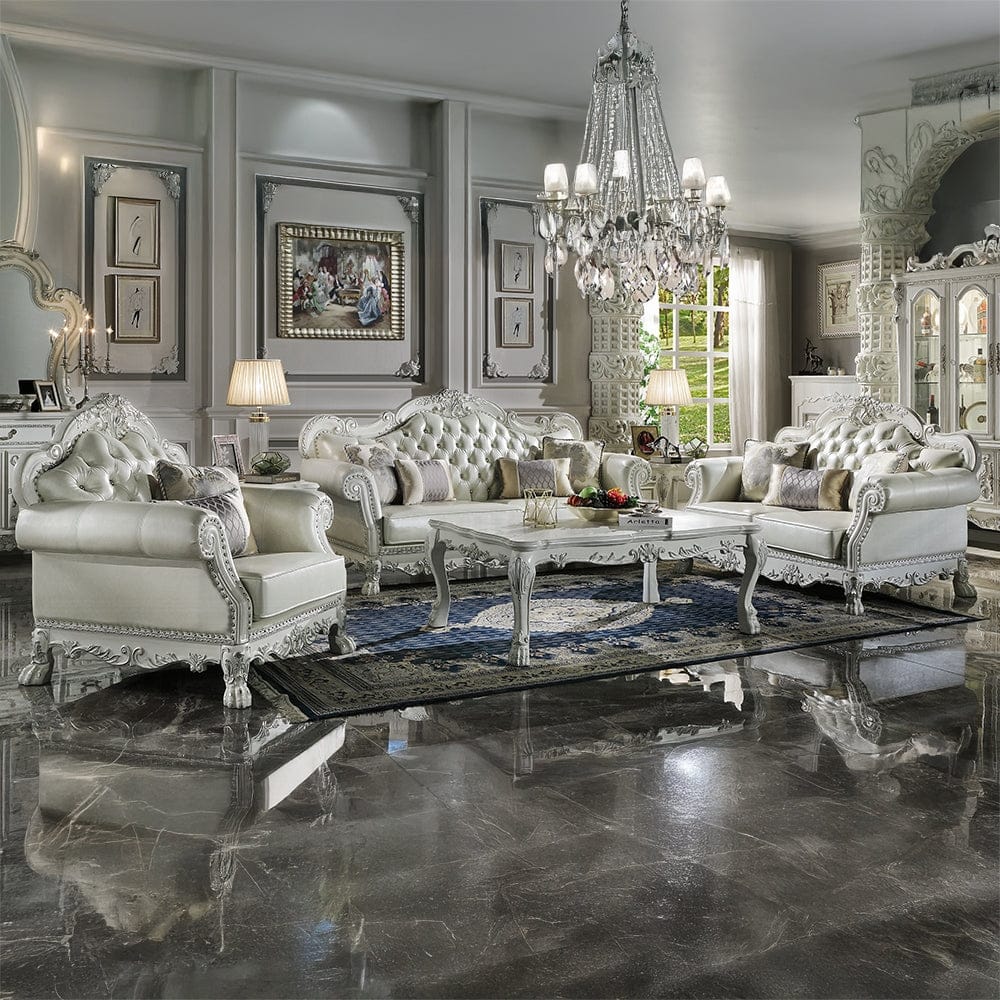 ACME Furniture - Dresden Chair w/2 Pillows - Synthetic Leather & Bone White - LV01690 view 6