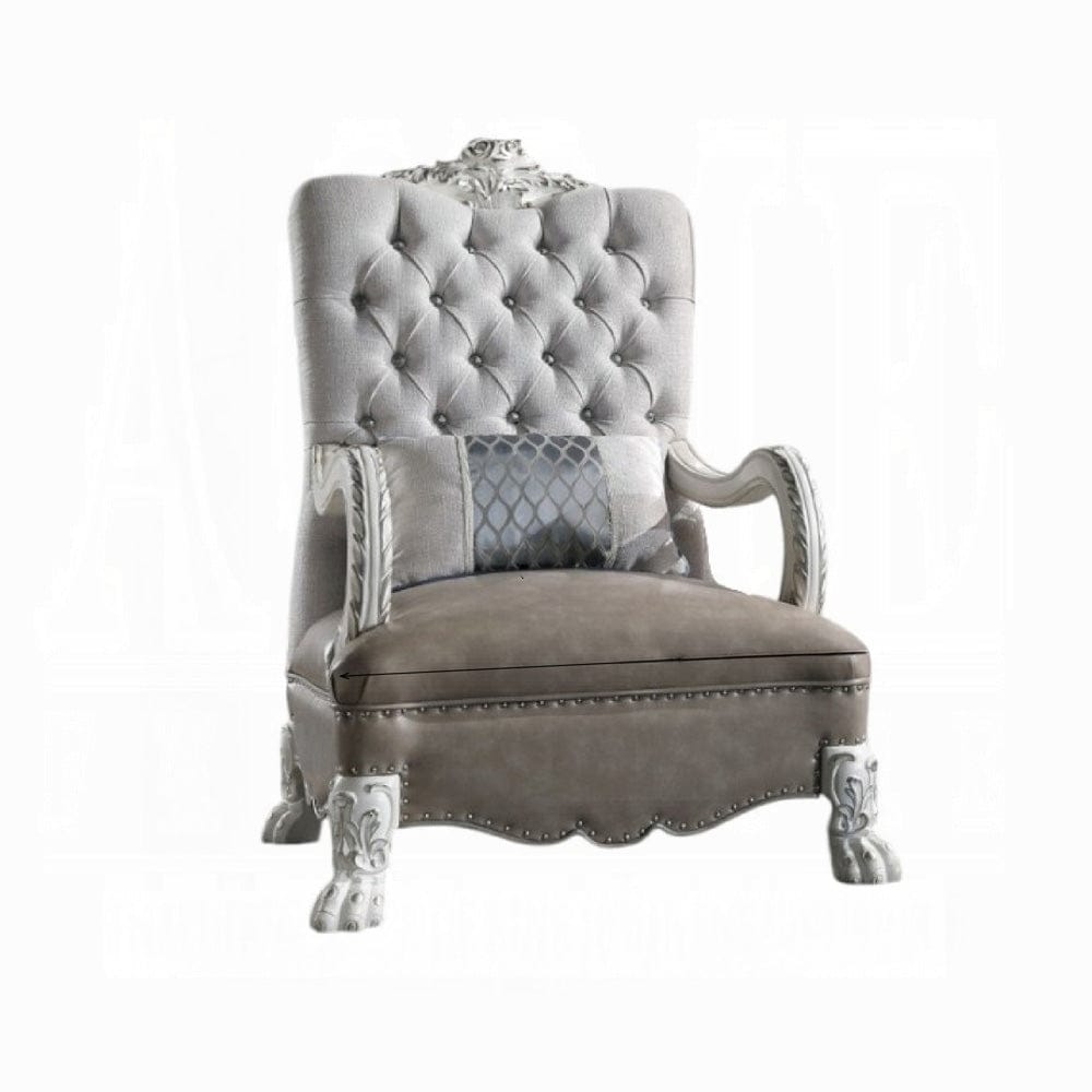 ACME Furniture - Dresden Chair w/Pillow - Synthetic Leather & Bone White Finish - LV02246 view 1
