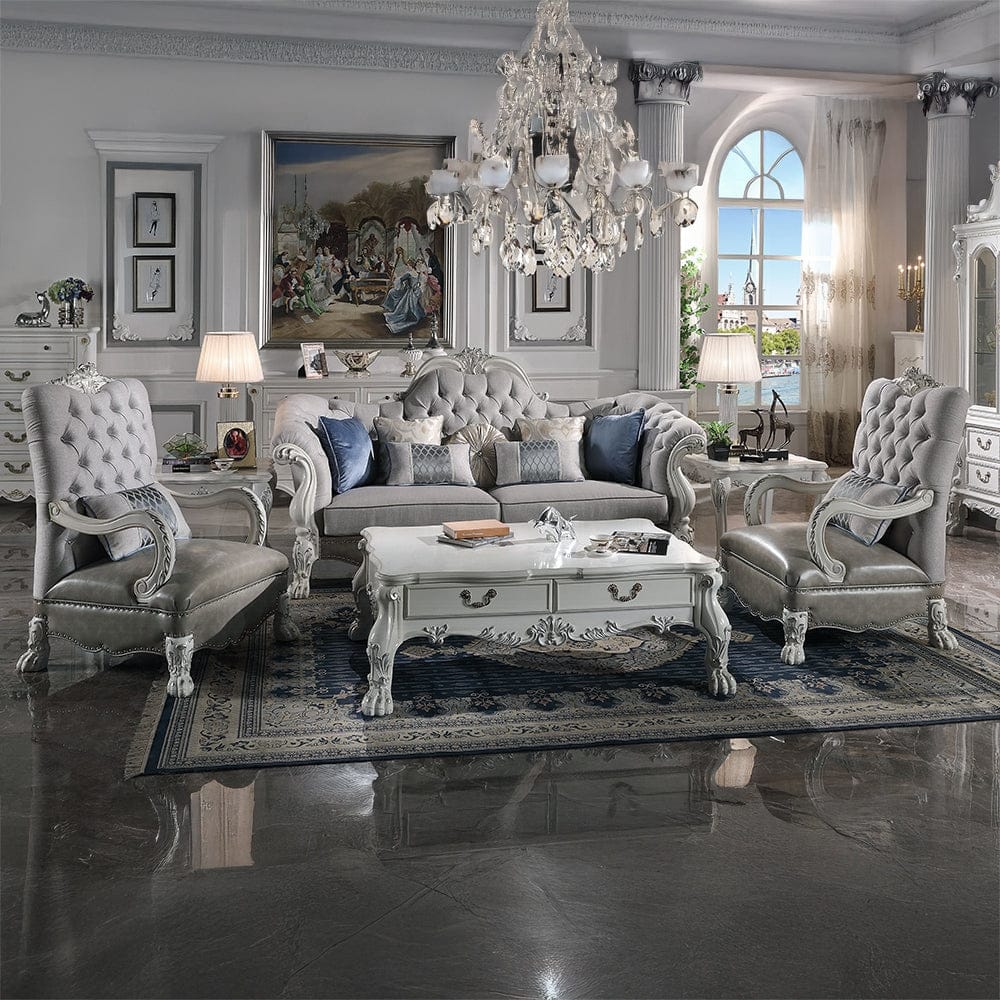 ACME Furniture - Dresden Chair w/Pillow - Synthetic Leather & Bone White Finish - LV02246 view 3