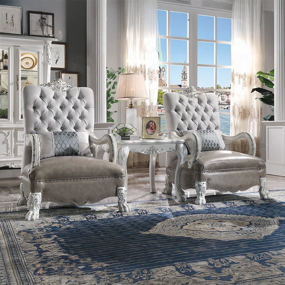 ACME Furniture - Dresden Chair w/Pillow - Synthetic Leather & Bone White Finish - LV02246 view 4