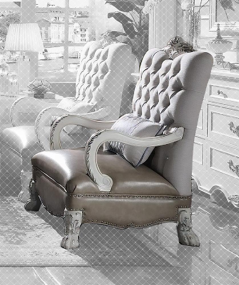 ACME Furniture - Dresden Chair w/Pillow - Synthetic Leather & Bone White Finish - LV02246 veiw 1