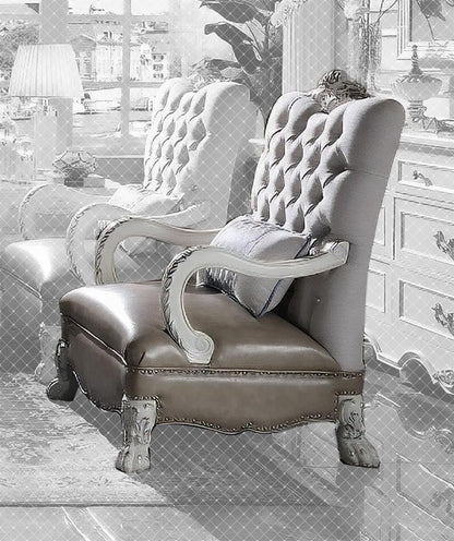 ACME Furniture - Dresden Chair w/Pillow - Synthetic Leather & Bone White Finish - LV02246 veiw 1