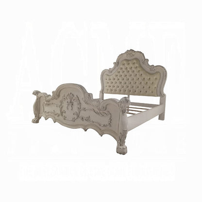 ACME Furniture - Dresden Eastern King Bed - Synthetic Leather & Bone White - BD01681EK view 1