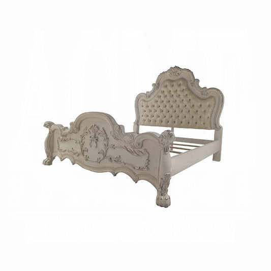ACME Furniture - Dresden Eastern King Bed - Synthetic Leather & Bone White - BD01681EK view 1