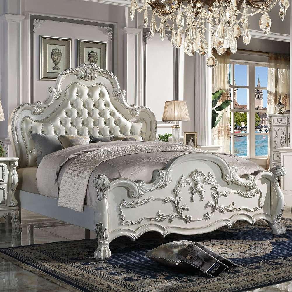ACME Furniture - Dresden Eastern King Bed - Synthetic Leather & Bone White - BD01681EK view 5