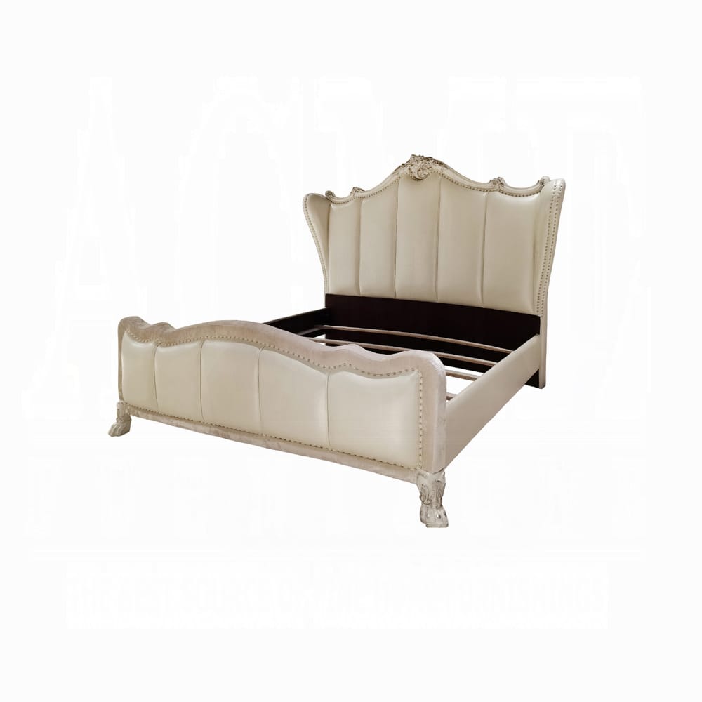 ACME Furniture - Dresden II California King Bed - Synthetic Leather & Bone White - BD01672CK view 1