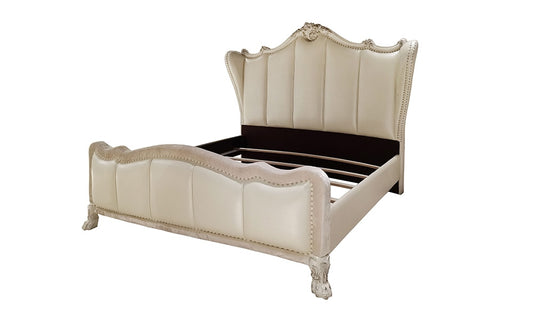ACME Furniture - Dresden II Eastern King Bed - Synthetic Leather & Bone White Finish - BD01673EK veiw 1