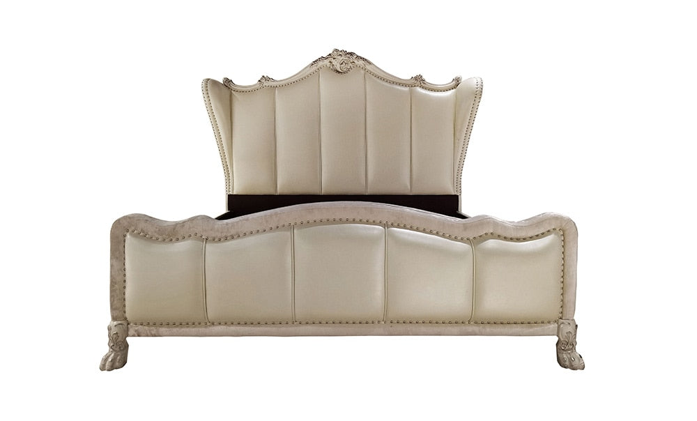 ACME Furniture - Dresden II Eastern King Bed - Synthetic Leather & Bone White Finish - BD01673EK veiw 2
