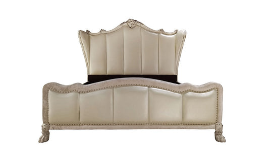 ACME Furniture - Dresden II Eastern King Bed - Synthetic Leather & Bone White Finish - BD01673EK veiw 2