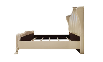 ACME Furniture - Dresden II Eastern King Bed - Synthetic Leather & Bone White Finish - BD01673EK veiw 3