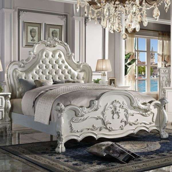 ACME Furniture - Dresden Queen Bed - Synthetic Leather & Bone White - BD01682Q view 5