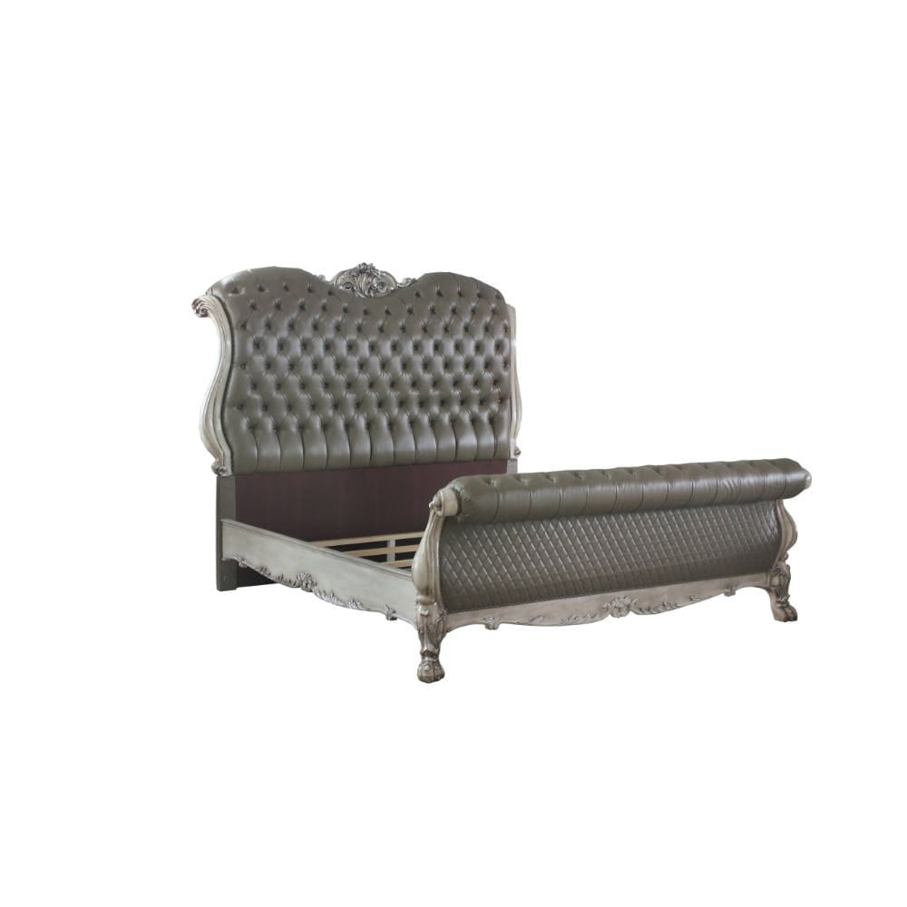 ACME Furniture - Dresden - Queen Bed - Vintage Bone White & Synthetic Leather - 28190Q view 1