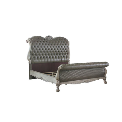 ACME Furniture - Dresden - Queen Bed - Vintage Bone White & Synthetic Leather - 28190Q view 1