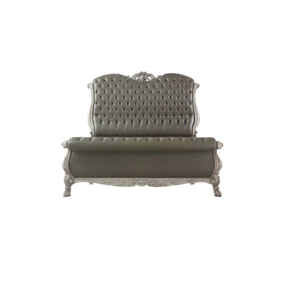 ACME Furniture - Dresden - Queen Bed - Vintage Bone White & Synthetic Leather - 28190Q view 2