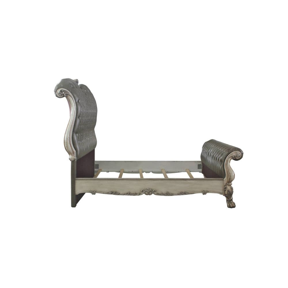 ACME Furniture - Dresden - Queen Bed - Vintage Bone White & Synthetic Leather - 28190Q view 3