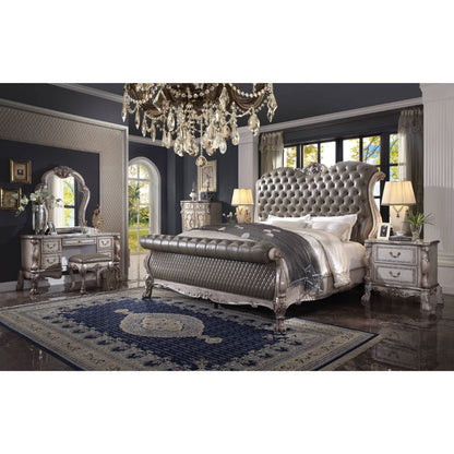 ACME Furniture - Dresden - Queen Bed - Vintage Bone White & Synthetic Leather - 28190Q view 5