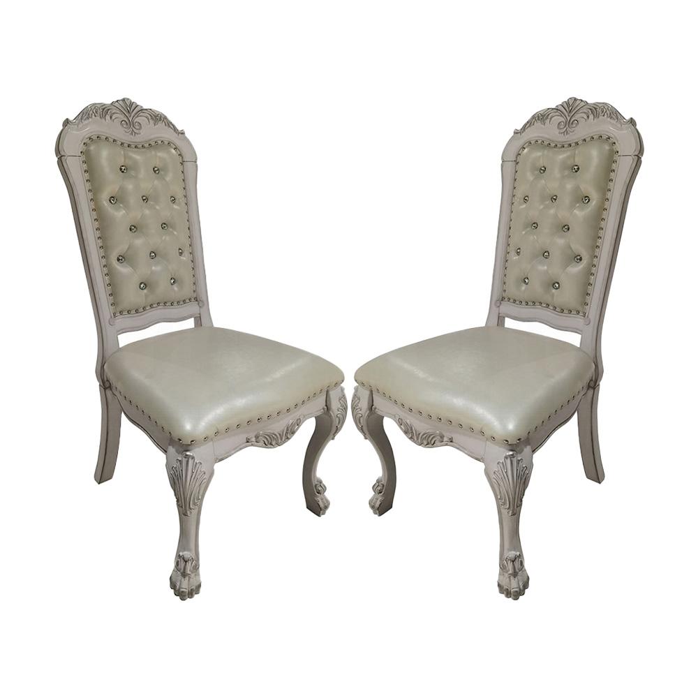 ACME Furniture - Dresden Side Chair (Set of 2) - Synthetic Leather & Bone White Finish - DN01701 veiw 1