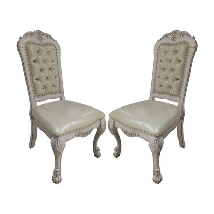 ACME Furniture - Dresden Side Chair (Set of 2) - Synthetic Leather & Bone White Finish - DN01701 veiw 1