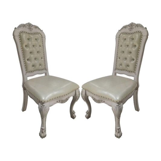 ACME Furniture - Dresden Side Chair (Set of 2) - Synthetic Leather & Bone White Finish - DN01701 veiw 1