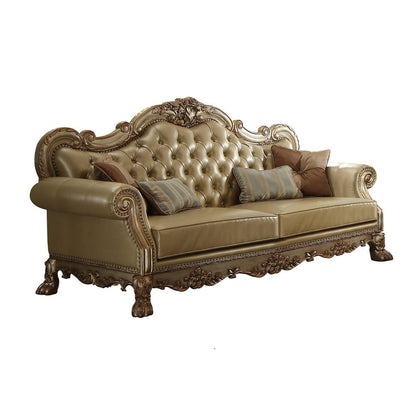 ACME Furniture - Dresden - Sofa w/4 Pillows - Bone Synthetic Leather & Gold Patina - 53160A view 1