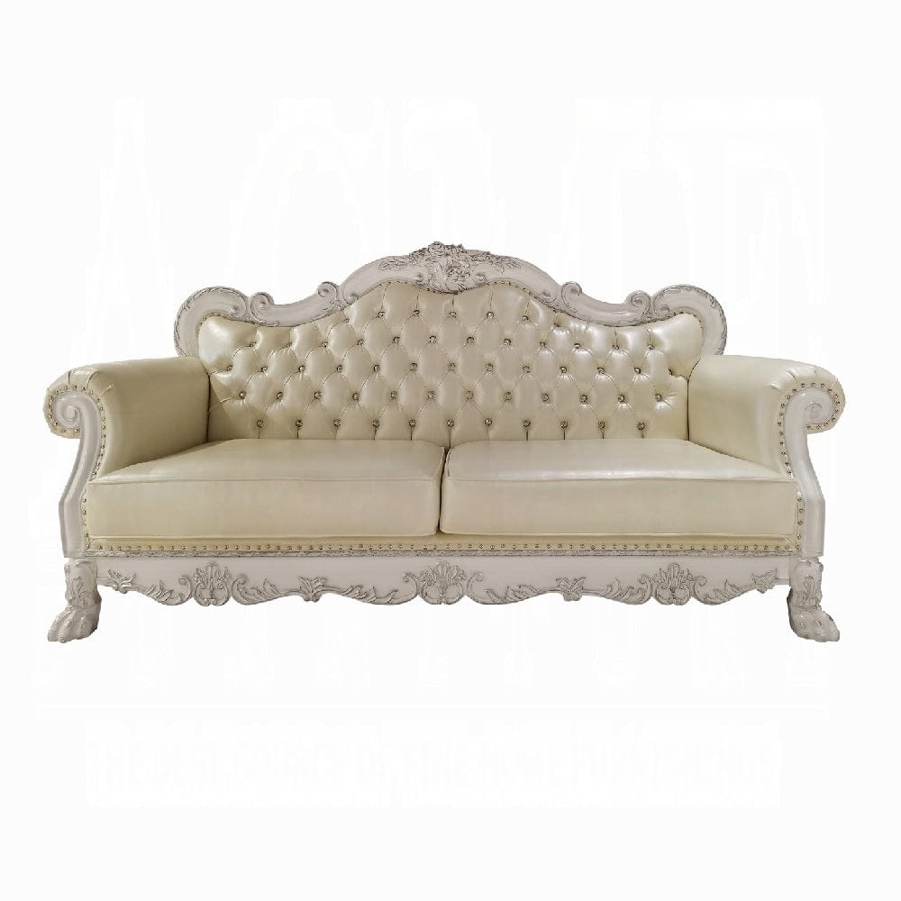 ACME Furniture - Dresden Sofa w/4 Pillows - Synthetic Leather & Bone White - LV01688 view 2