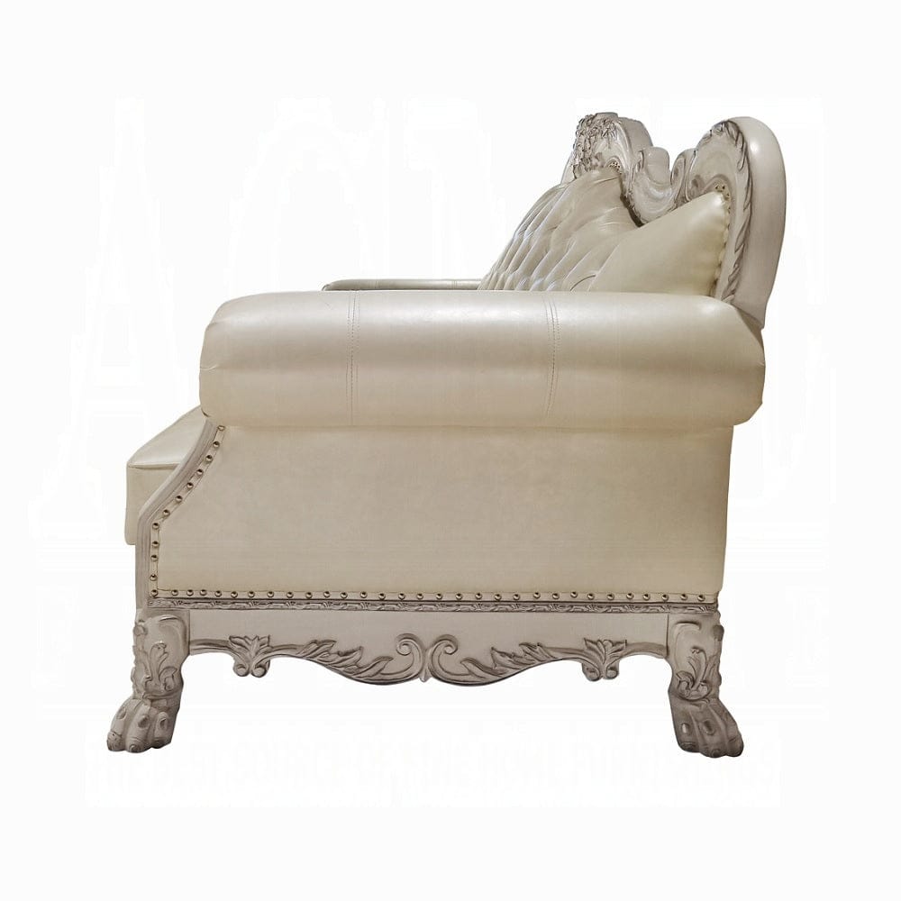 ACME Furniture - Dresden Sofa w/4 Pillows - Synthetic Leather & Bone White - LV01688 view 3