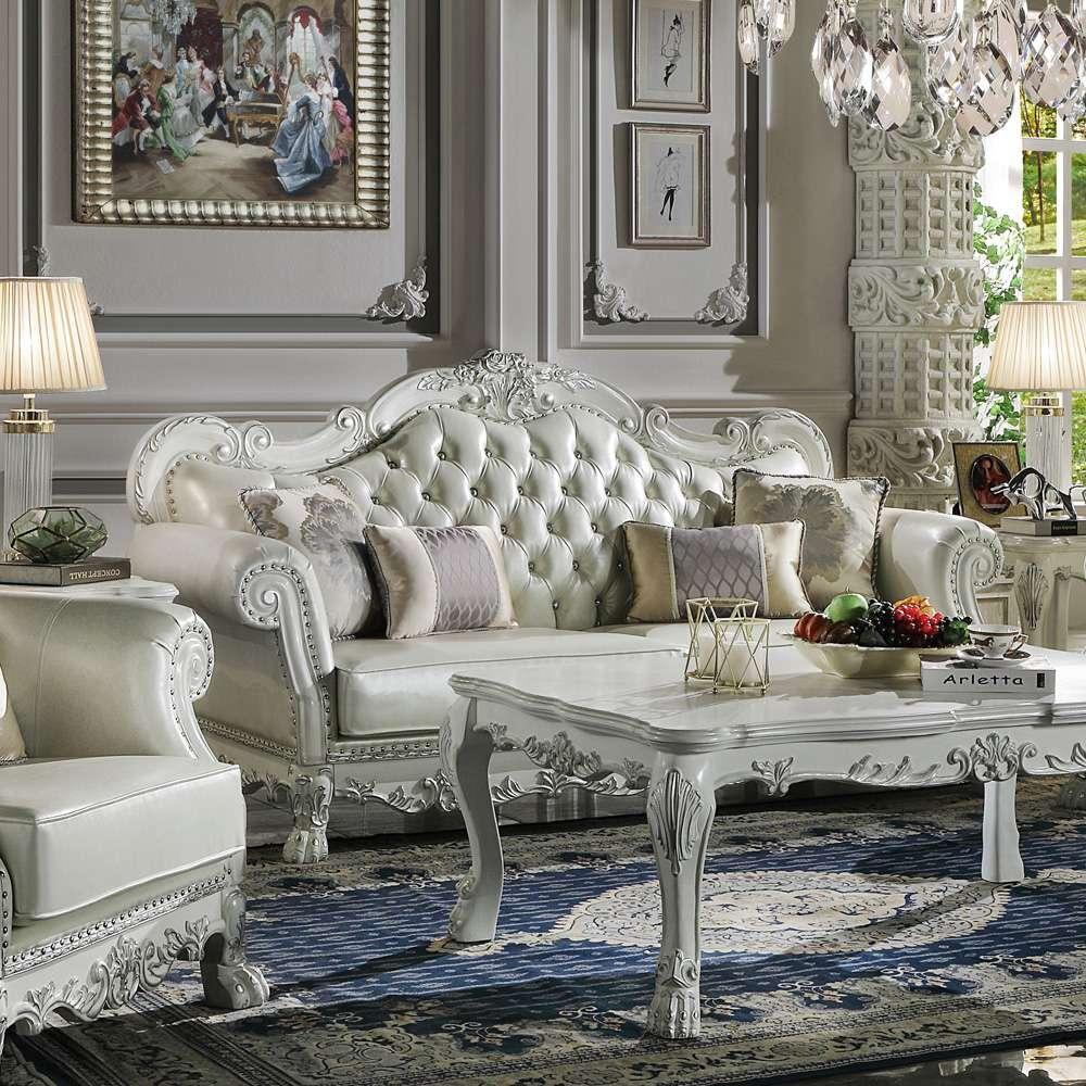 ACME Furniture - Dresden Sofa w/4 Pillows - Synthetic Leather & Bone White - LV01688 view 5