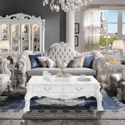 ACME Furniture - Dresden Sofa w/7 Pillows - Synthetic Leather & Bone White Finish - LV02244 veiw 1