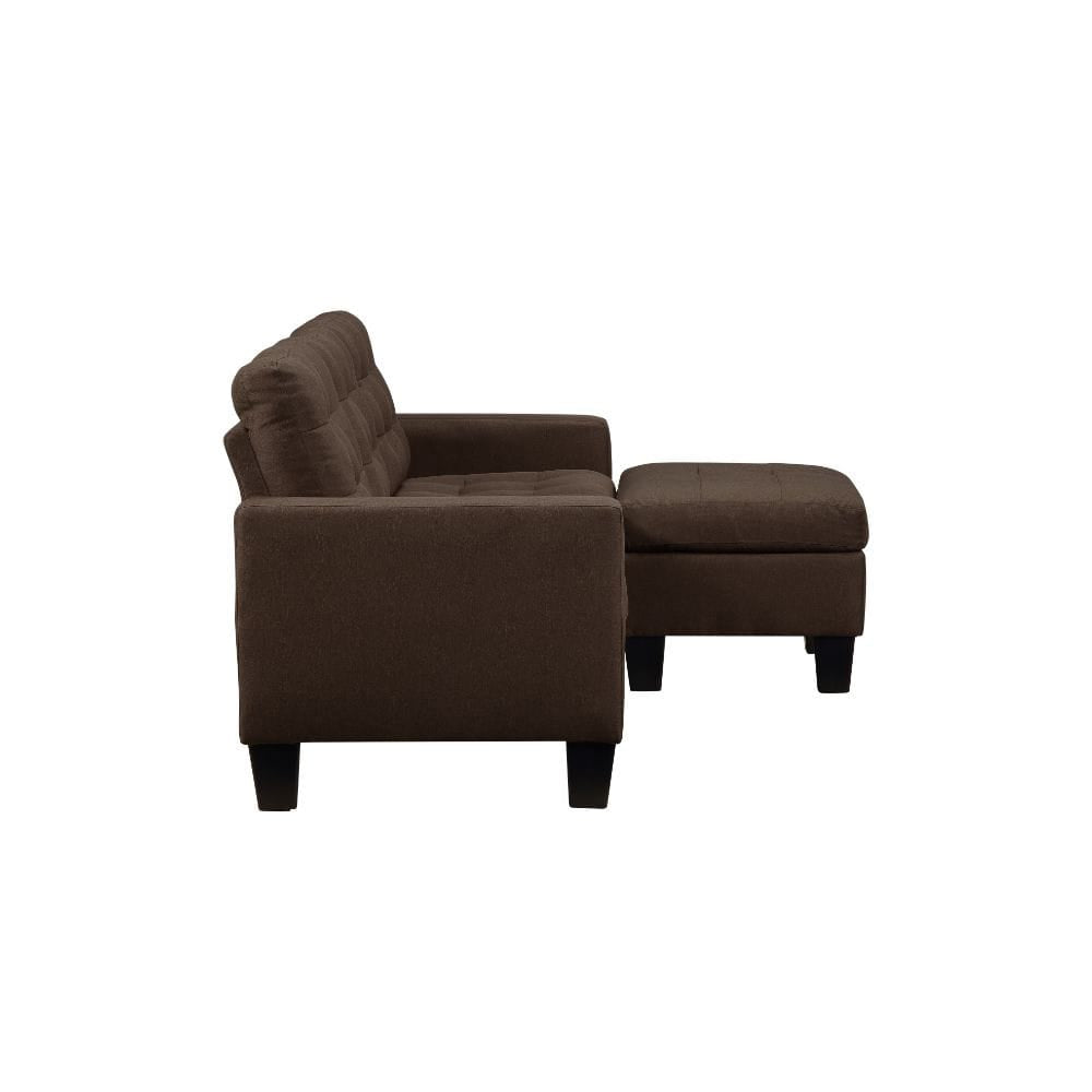 ACME Furniture - Earsom - Reversible Sofa & Ottoman - Brown Linen - 56655 view 3