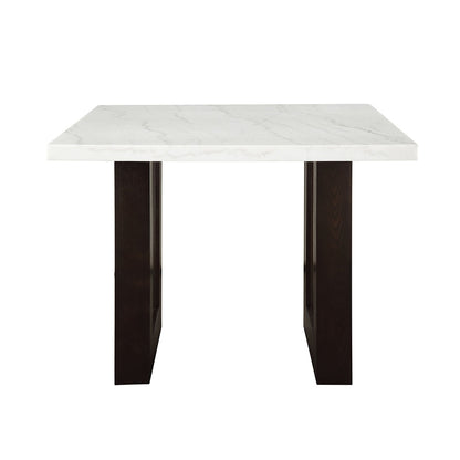 ACME Furniture - Edwyn Counter Height Table - White Natural Marble Top & Brown Finish - DN03255 veiw 2