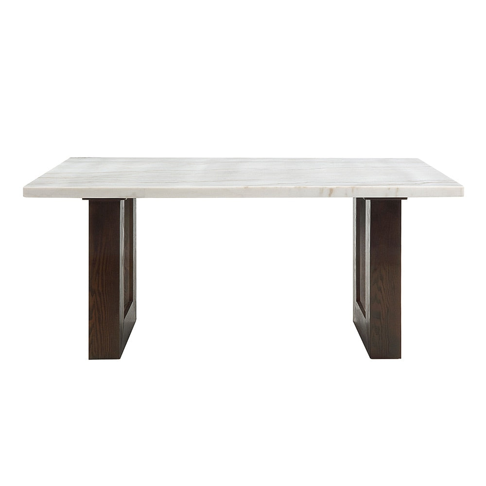 ACME Furniture - Edwyn Dining Table w/Marble Top - White Natural Marble Top & Brown Finish - DN03195 view 2