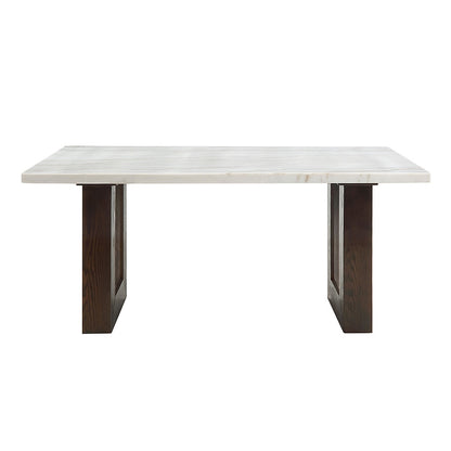 ACME Furniture - Edwyn Dining Table w/Marble Top - White Natural Marble Top & Brown Finish - DN03195 view 2
