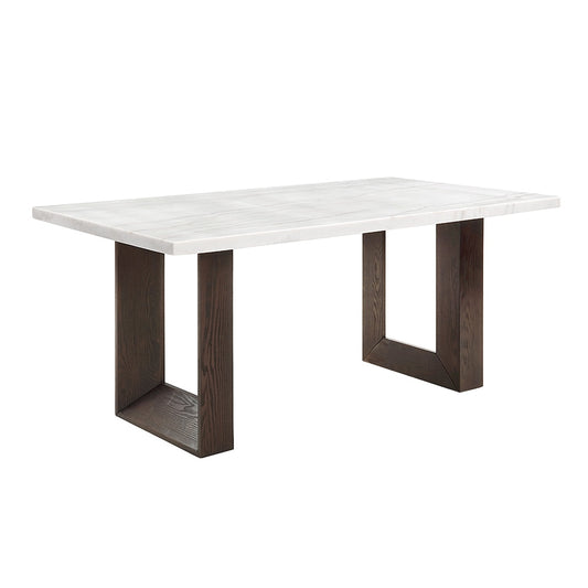 ACME Furniture - Edwyn Dining Table w/Marble Top - White Natural Marble Top & Brown Finish - DN03195 veiw 1