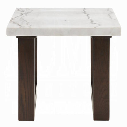 ACME Furniture - Edwyn End Table w/Marble Top - White Natural Marble Top & Brown Finish - LV03206 view 2