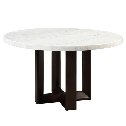 ACME Furniture - Edwyn - Round Dining Table - White Natural Marble Top & Espresso  - DN05205 view 1