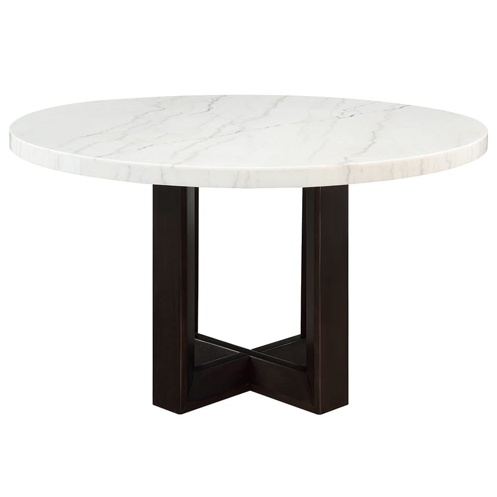 ACME Furniture - Edwyn - Round Dining Table - White Natural Marble Top & Espresso  - DN05205 view 2