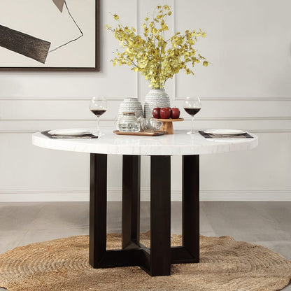 ACME Furniture - Edwyn - Round Dining Table - White Natural Marble Top & Espresso  - DN05205 view 5