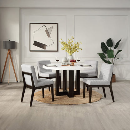ACME Furniture - Edwyn - Round Dining Table - White Natural Marble Top & Espresso  - DN05205 view 6