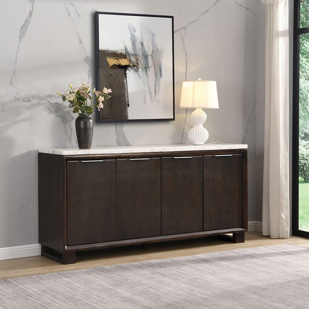 ACME Furniture - Edwyn - Server w/Natrual Marble Top - Natural Marble Top & Espresso  - DN03198 view 5