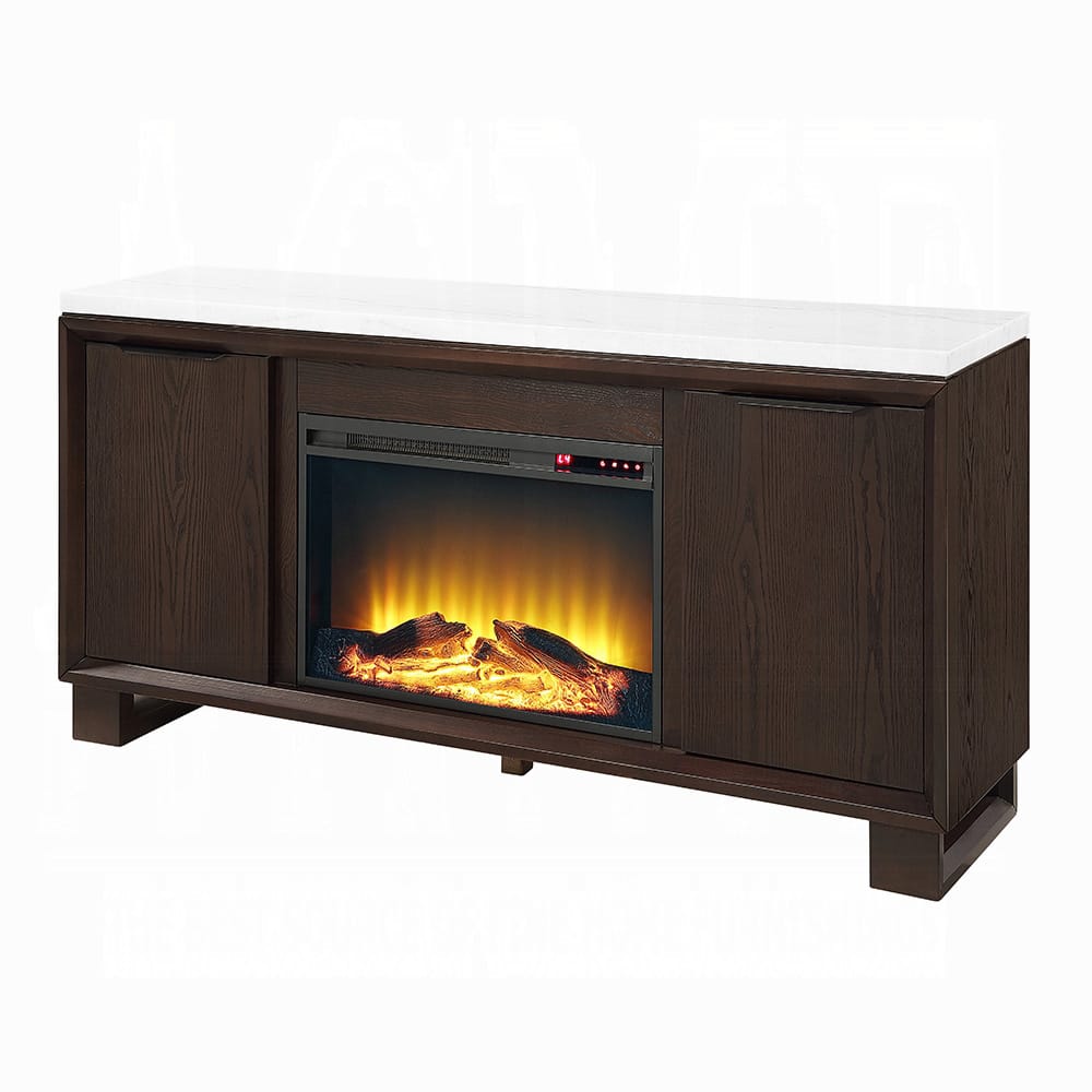 ACME Furniture - Edwyn - Server w/Natural Marble Top & Fireplace - Natural Marble Top & Espresso  - DN03199 view 1