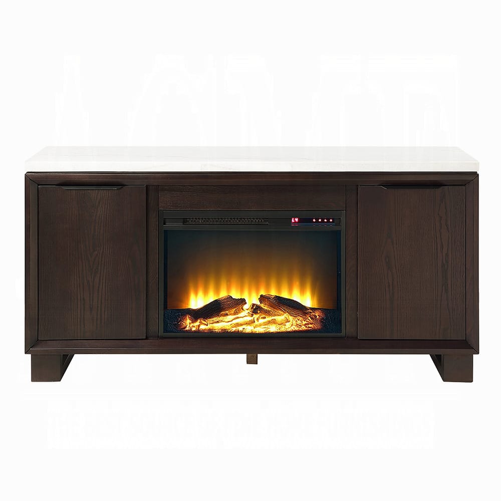 ACME Furniture - Edwyn - Server w/Natural Marble Top & Fireplace - Natural Marble Top & Espresso  - DN03199 view 2