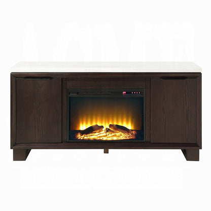 ACME Furniture - Edwyn - Server w/Natural Marble Top & Fireplace - Natural Marble Top & Espresso  - DN03199 view 2