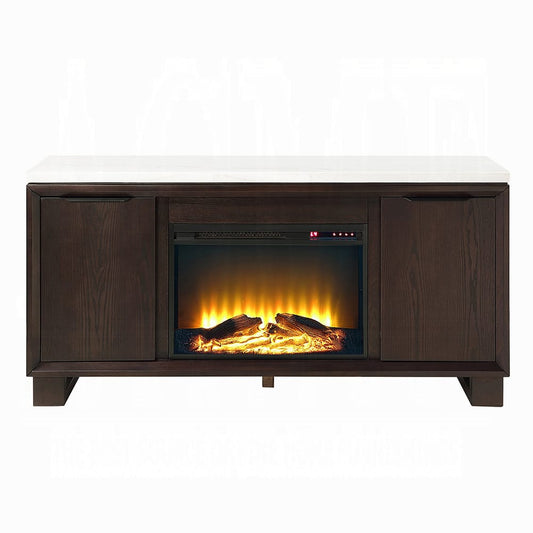 ACME Furniture - Edwyn - Server w/Natural Marble Top & Fireplace - Natural Marble Top & Espresso  - DN03199 view 2