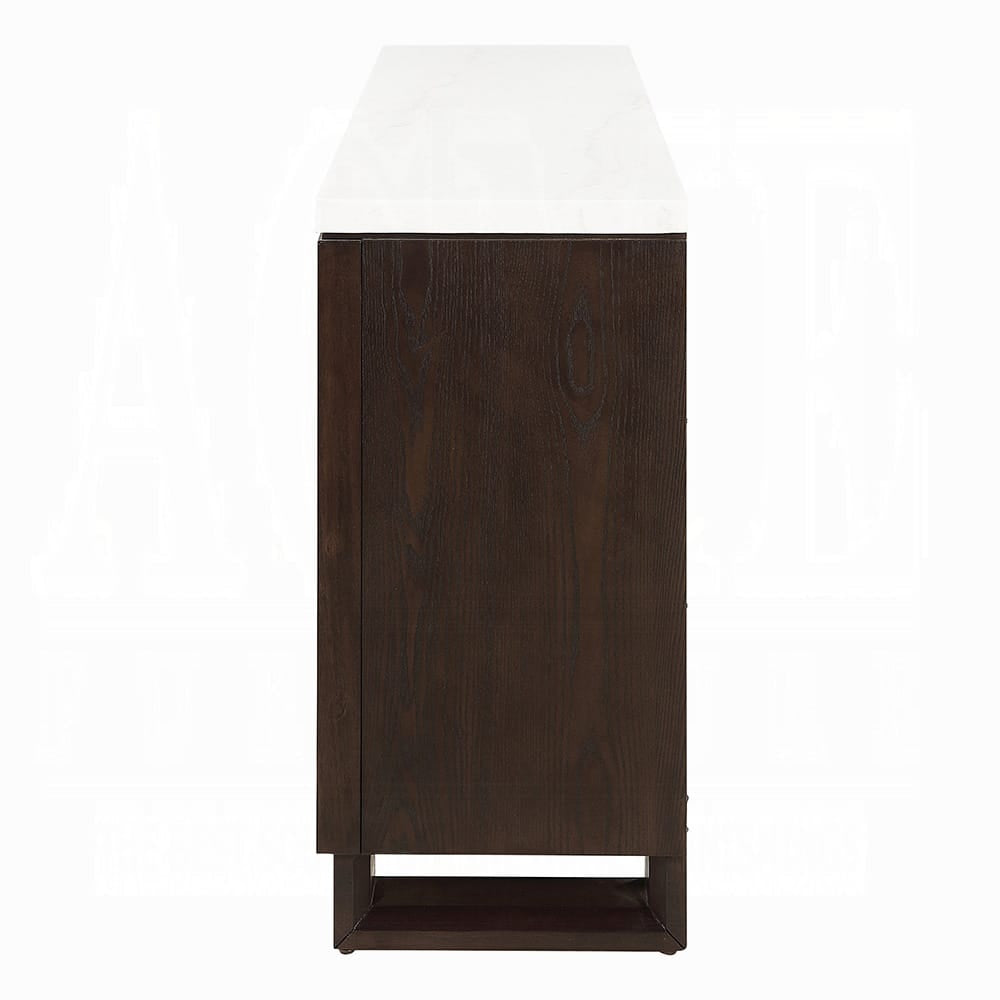 ACME Furniture - Edwyn - Server w/Natural Marble Top & Fireplace - Natural Marble Top & Espresso  - DN03199 view 3