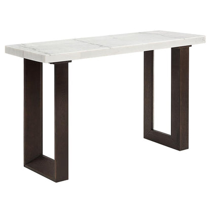 ACME Furniture - Edwyn Sofa Table w/Marble Top - White Natural Marble Top & Brown Finish - LV03207 veiw 2