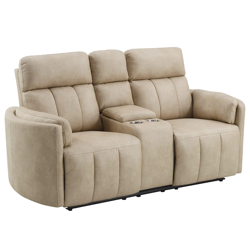 ACME Furniture - Elison - Motion Loveseat w/Console - Dark Beige Polish Microfiber - LV05401 view 1