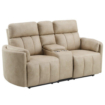 ACME Furniture - Elison - Motion Loveseat w/Console - Dark Beige Polish Microfiber - LV05401 view 1