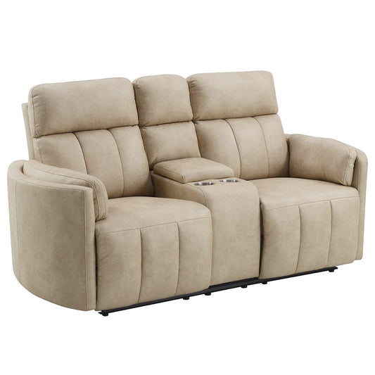 ACME Furniture - Elison - Motion Loveseat w/Console - Dark Beige Polish Microfiber - LV05401 view 1